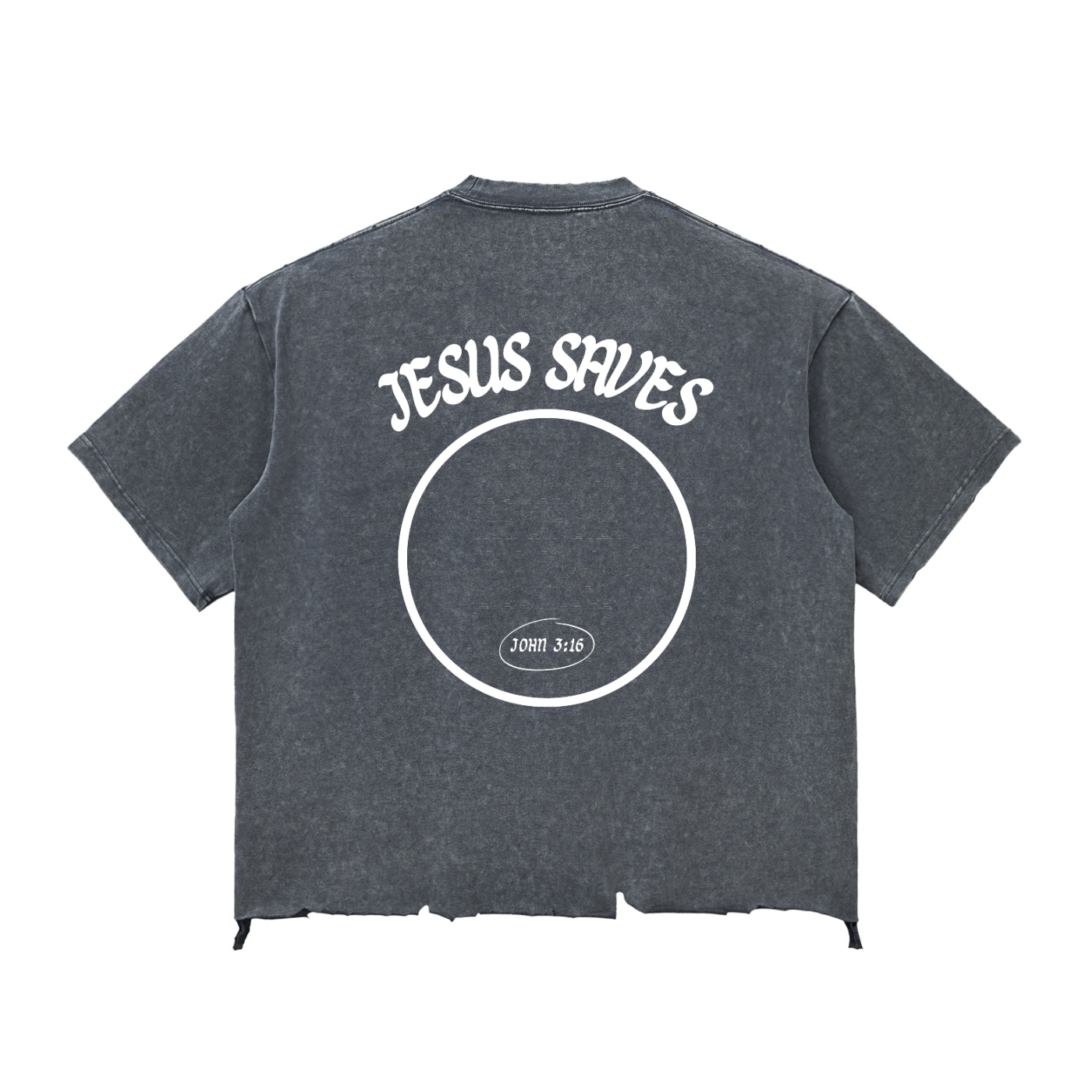 JESUS SAVES UNISEX RAW HEM TEE