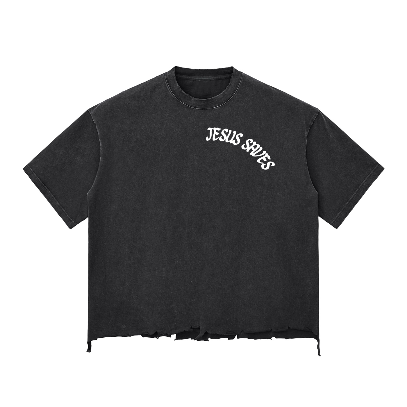 JESUS SAVES UNISEX RAW HEM TEE