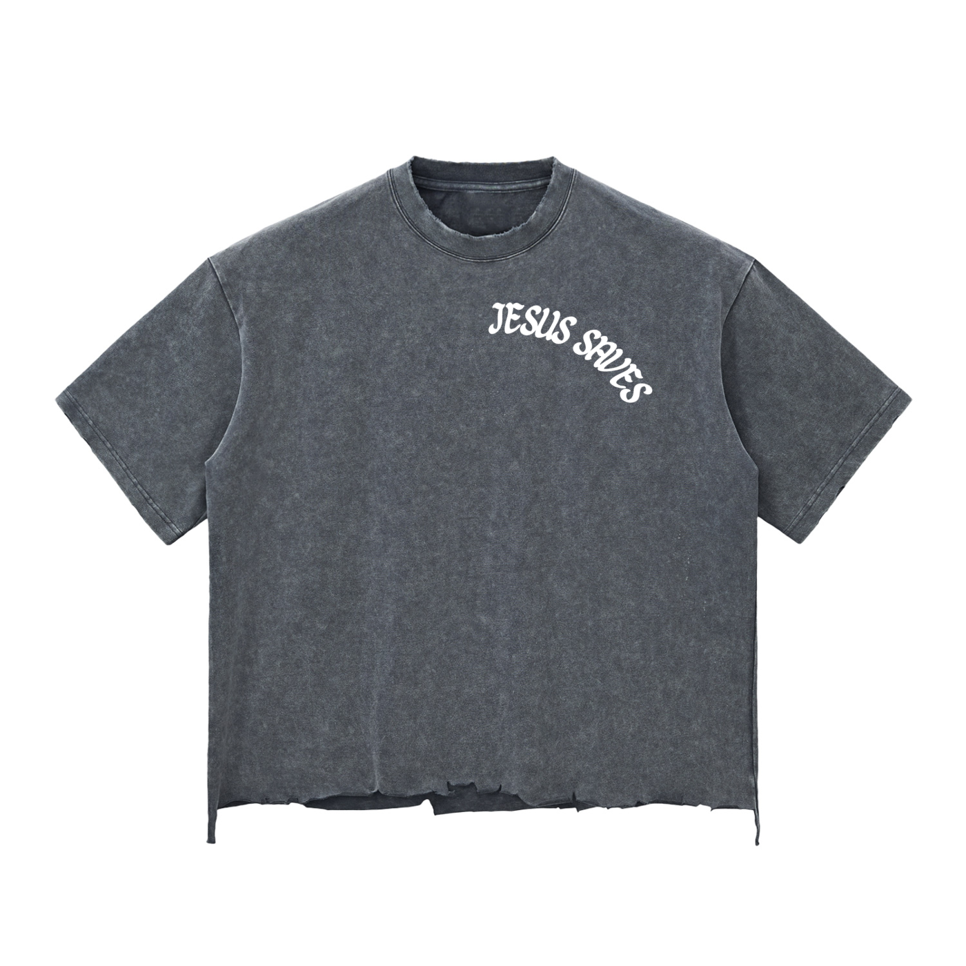JESUS SAVES UNISEX RAW HEM TEE
